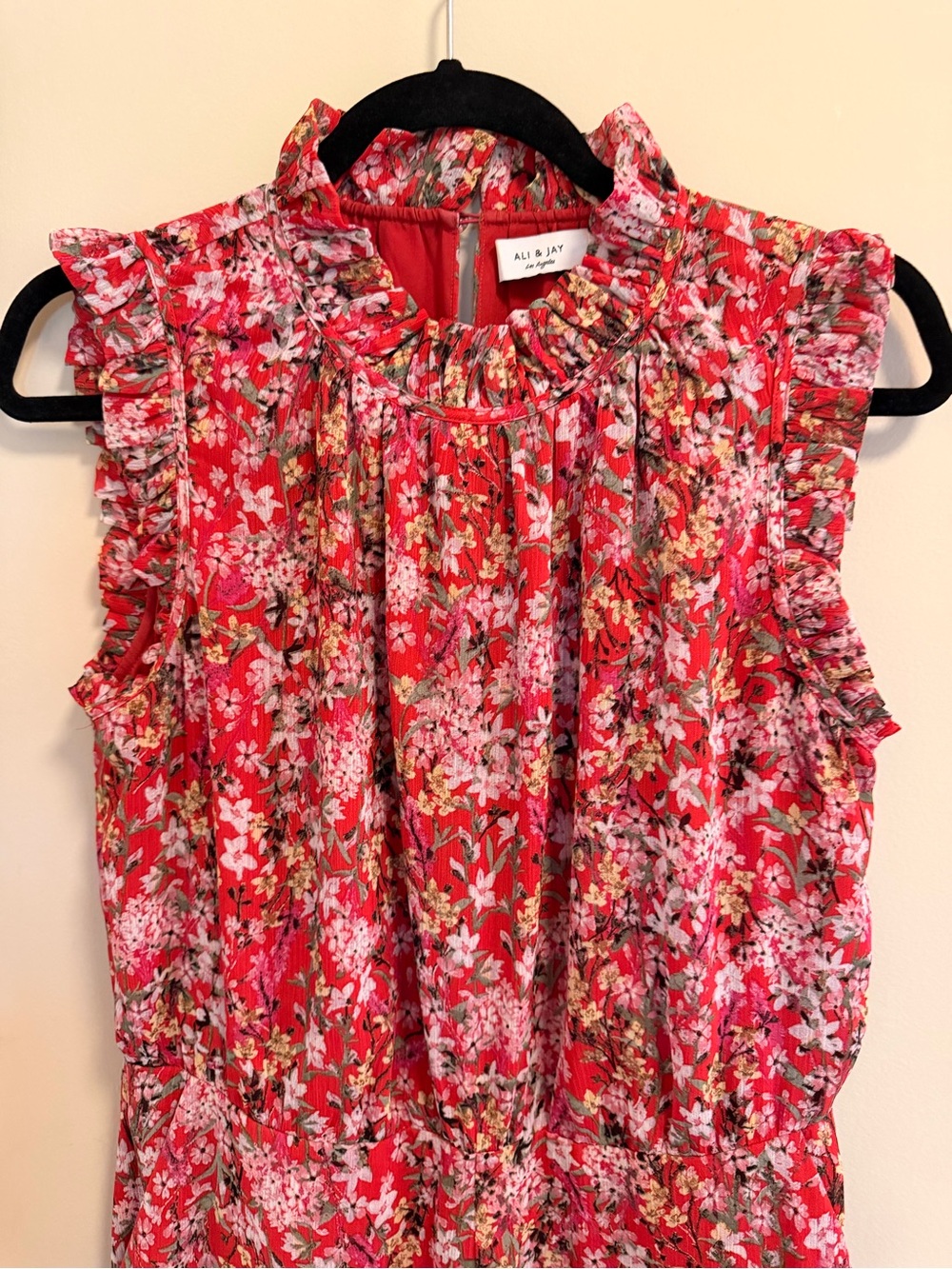 Ali & Jay Women's Floral Ruffle JumpSuit— Red Floral